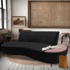 Sofá Curvo Living Premium 3 Lugares material sintético Preto Com Apoio Lateral MDF Rosa - Ahazzo Móveis