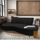 Sofá Curvo Living Premium 3 Lugares Para Sala Quarto Escritório Suede Preto - Ahazzo Móveis