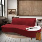 Sofá Curvo Living Premium 3 Lugares Suede Vermelho Com Apoio Lateral MDF Branco - Ahazzo Móveis