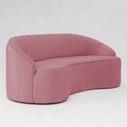 Sofá Curvo Montserrat 210cm 03 Lugares Veludo Rosa - Nexta Casa