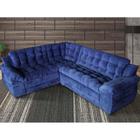 Sofá de canto Madrid Premium 2 metros por 2,45 Suede Velut Azul Sofa na Web