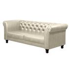 Sofá Decorativo Sala de Estar Chesterfield 3 Lugares 200cm Couro Tiza - Mozzelar