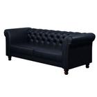 Sofá Decorativo Sala de Estar Chesterfield 4 Lugares 240cm Couro Azul Marinho - Mozzelar