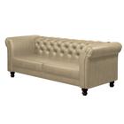 Sofá Decorativo Sala de Estar Chesterfield 4 Lugares 240cm Couro Bege - Mozzelar