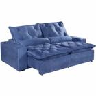 Sofá Elegance 4 Lugares Retrátil e Reclinável com Tecido Veludo de 230cm Cor Azul