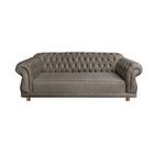 Sofá Elisabeth Luxo Chesterfield 3 Lugares Cinza Chumbo