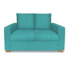 Sofá Estofado 2 Lugares Para Sala De Estar Denver Suede Azul Turquesa - DL DECOR - Doce Lar Decorações