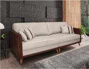 Sofa Honduras Living 2,30 Konfort 6065 / 7038 (material sintético Marrom / Linho Bege Claro)