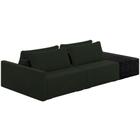 Sofá Ilha Modular Para Sala 232cm com Puff Dublin K01 Veludo Verde e Sintético Preto - Lyam Decor