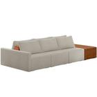 Sofá Ilha Modular Para Sala 342cm com Puff Dublin K01 Bouclê Creme Sintético Caramelo - Lyam Decor