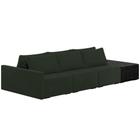 Sofá Ilha Modular Para Sala 342cm com Puff Dublin K01 Veludo Verde e Sintético Preto - Lyam Decor