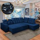 Sofá Impermeável Canto Chaise D 285 x 205 cm Retrátil Reclinável Sttilo Suede Azul - SóSofa - SÓSOFÁ