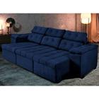 Sofá Italia 250cm Retrátil Reclinável Suede Azul WS