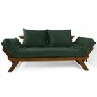 Sofá Japão Futon Verde Militar Em Madeira Maciça Imbuia - R9 Design Futon