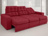 Sofá Jobim 2,30m Assento Retrátil e Reclinável Velosuede Vermelho - NETSOFAS