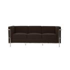 Sofa Le Corbusier 3 Lugares Inox em Couro Natural Marrom - CASA BENNE