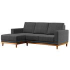 Sofá Living 200cm 3 Lugares Com Chaise Esquerdo Kayrós D05 Linho Chumbo Mpozenato