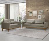 Sofá Living 3 e 2 Lugares Valência - 2,20/1,58mts - material sintético Bege - Estofados Pérola.