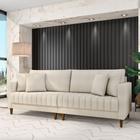 Sofá Living Decorativo Hamburgo Bipartido 2 Lugares 216cm com Almofadas Pés em Madeira Bouclê Off White G33 - Gran Belo