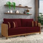 Sofá Living Montecarlo 2 Lugares Bipartido 192cm Pés em Madeira Veludo/PU Bordô/Caramelo G33 - Gran Belo