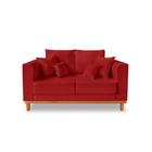Sofá Moderno Viena 02 Lugares Com Almofadas Decorativa Suede Vermelho - Madeira Prima Deccor