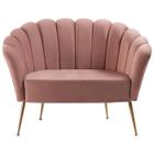 Sofa Namoradeira 2 Lug 135 cm Aço Dourado 7050 Veludo Rosa Dmobiliario