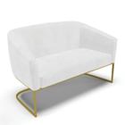 Sofá Namoradeira 2 Lugares Base Industrial Dourado Stella Corano D03 - D'rossi Cor Branco