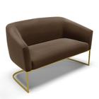 Sofá Namoradeira 2 Lugares Base Industrial Dourado Stella Suede D03 - D'Rossi