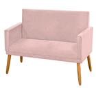 Sofá Namoradeira 2 Lugares Pés Retrô Suede Rosa - JBF Poltronas