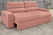 Sofá Omega 2,30m Assento Retrátil e Reclinável Velosuede Rose - NETSOFAS