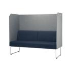 Sofa Privativo Pix com Divisoria material sintético Cinza Claro e Assento material sintético Azul Base Aco Branco - 55090