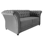 Sofá Recamier Decorativa Chesterfield Sofia Suede Cinza Capitonê - Amarena Móveis - Am Decor