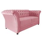 Sofá Recamier Decorativa Chesterfield Sofia Suede Rosa Bebê Capitonê - Amarena Móveis - Am Decor