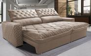 Sofá Retrátil e Reclinável 2,15m Molas Ensacadas Cama inBox Spazus com Bordado 3D Velusoft Bege