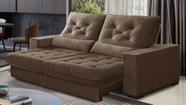 Sofá Retrátil e Reclinável 2,30m Suede Juliette Marrom Castor