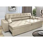 Sofá Retrátil e Reclinável 2,32m com Molas Cama inBox Estilo Suede Velusoft Bege