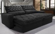 Sofá Retrátil e Reclinável 2,55m Molas Ensacadas Cama inBox Spazus com Bordado 3D Velusoft Preto