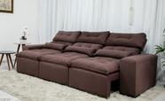 Sofá Retrátil e Reclinável 2,75m Tecido Suede Marrom 