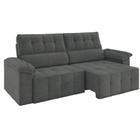 Sofá Retrátil e Reclinável 3 Lugares 2,20m Veludo Santorini Cinza Luizzi