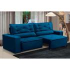 Sofá Retrátil e Reclinável 3 lugares com Molas 2,00m Laura Suede Azul Madelina