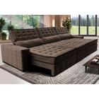 Sofá Retrátil e Reclinável 3,85m Cama inBox Big Puffer com SoftGelD40 Velupluma Café