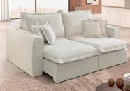 Sofá retrátil e reclinável, com almofadas, linho branco