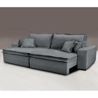 Sofa Retrátil e Reclinável com Molas Cama inBox Premium 2,12m tecido em linho Cinza Escuro