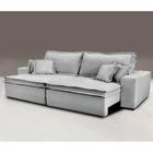 Sofa Retrátil e Reclinável com Molas Cama inBox Premium 3,12m tecido em linho Cinza Claro