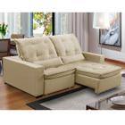 Sofa Retratil Reclinavel 2 Lugares 2,40m Atlantis Veludo Bege LansofBR - Lansof Brasil