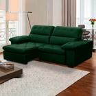 Sofa Retratil Reclinavel 2 Lugares 2,50m Crystal Veludo Verde LansofBR - Lansof Brasil