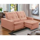 Sofa Retratil Reclinavel 2 Lugares 2,70m Atlantis Veludo Rosê LansofBR