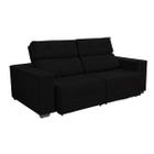 Sofá Retrátil Reclinável 3 Lugares Manoela Suede Preto 210 cm