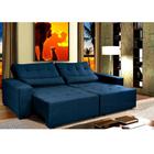 Sofá Retrátil, Reclinavel e Cama com Molas Confort Max 3,10 Tecido Suede Azul - Cama InBox