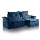 Sofá Retrátil Reclinável Molas Pillow15 Adam Veludo Azul 2,3m